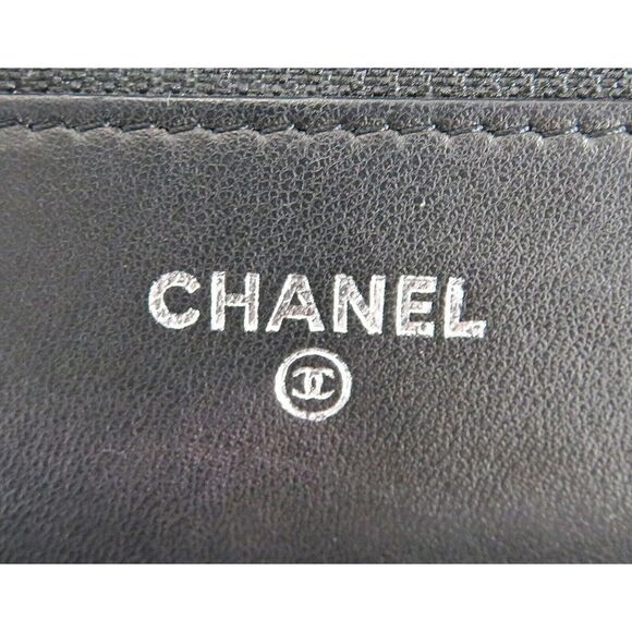 Auth CHANEL Black Camellia Pattern Leather Wallet on Chain Bag WOC 43425 - Picture 12 of 12
